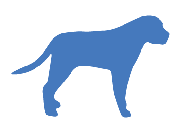 Outline of a dog in light blue