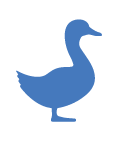 Outline of a duck in light blue